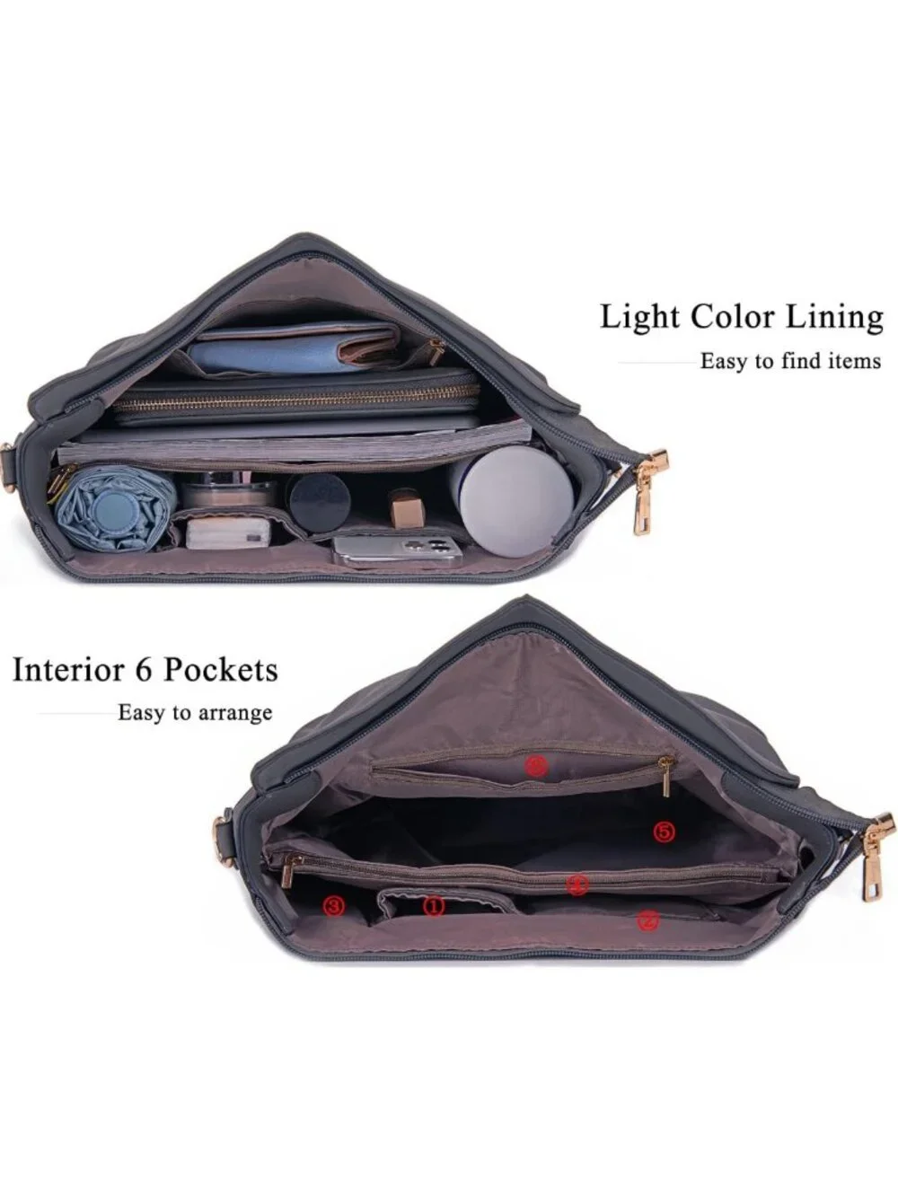 Stylish Large Crossbody Hobo Bag & Wallet Set for Women - Versatile Shoulder